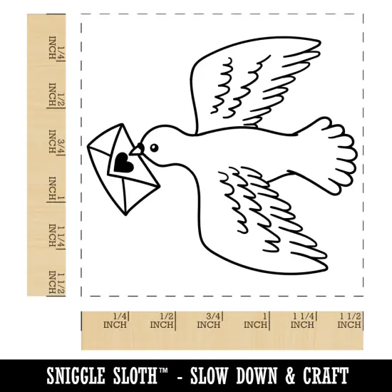 Messenger Bird Dove Pigeon Anniversary Valentine's Day Self-Inking Rubber Stamp Ink Stamper Blue {1}