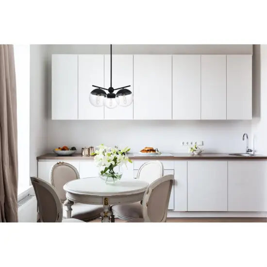Eclipse 3 Lights Black Pendant With Clear Glass {2}