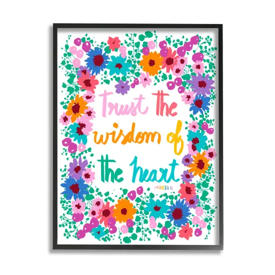 Stupell Industries Wisdom of Heart Phrase Framed Giclee Art Black Frame {7}