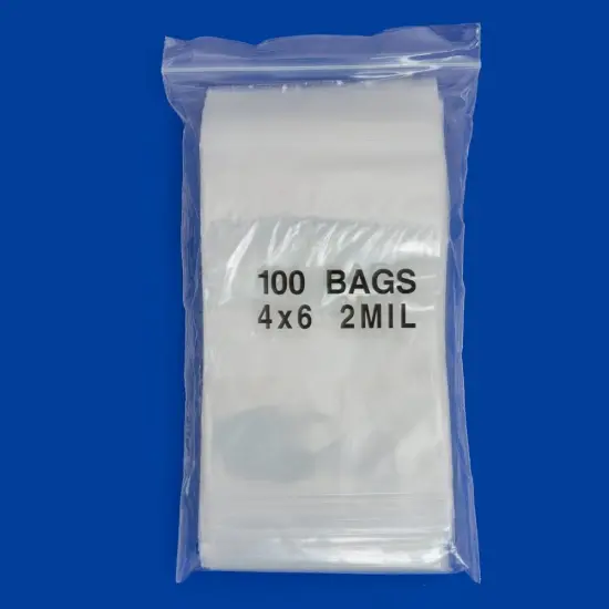 Plastic Ziplock Bag with White Block 4x6 (Package of 100) {3}