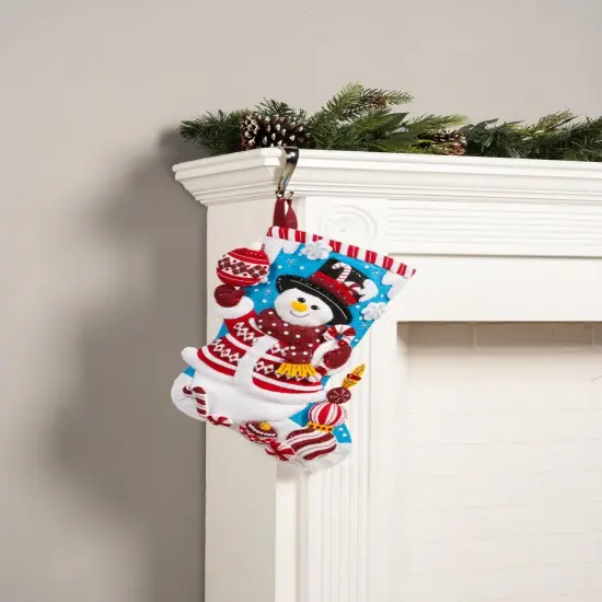 Bucilla Felt Stocking Applique Kit 18" Long-Peppermint Snowman {2}