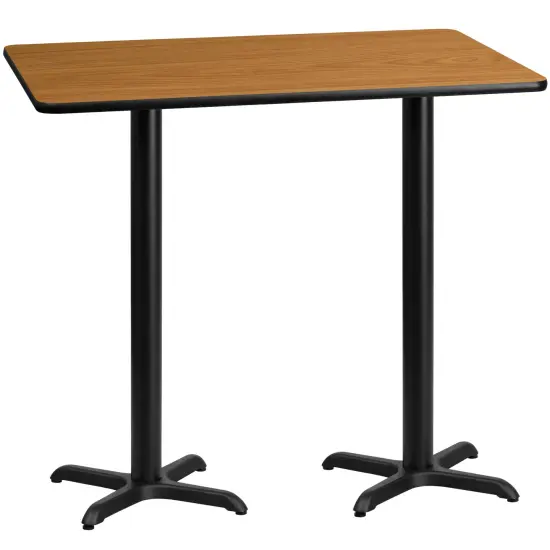 Emma and Oliver 30"x60" Rectangular Laminate Bar Table with 22"x22" Bases Natural {1}