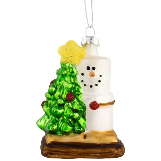 Northlight 3.25" Smore with Tree Glass Christmas Ornament White {1}