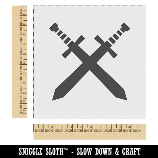 Crossed Swords Battle Icon Wall Cookie DIY Craft Reusable Stencil {1}
