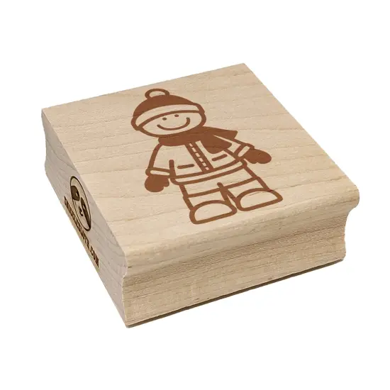 Stick Figure Winter Boy Square Rubber Stamp for Stamping Crafting {7}