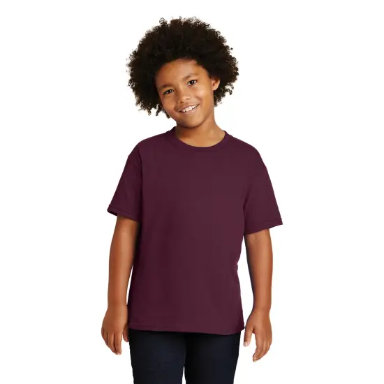 RADYAN&reg; Youth Crew Neck Short Sleeve T-Shirt Maroon {1}