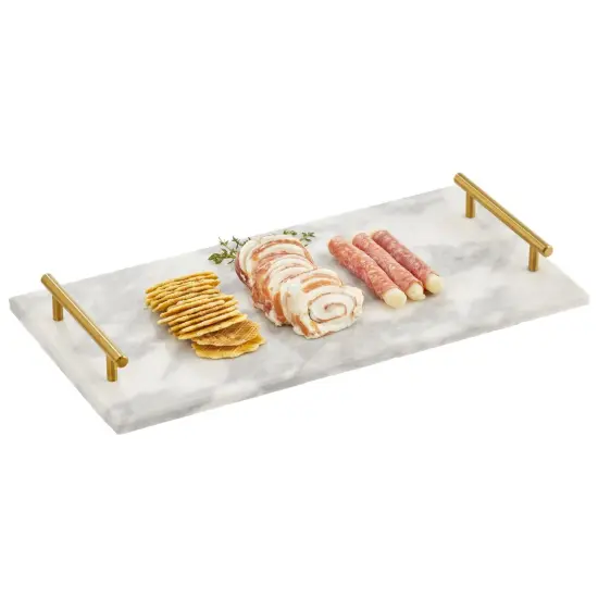 mDesign Marble Serving Tray Board with Handles for Entertaining {1}