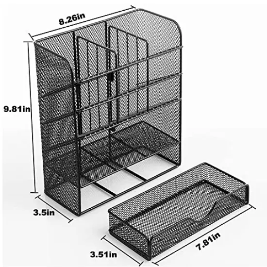 Metal Pen Organizer, Pencil Holder for Desk, Desk Organizer with Drawer for School, Home, Art Supplies (Black) {2}
