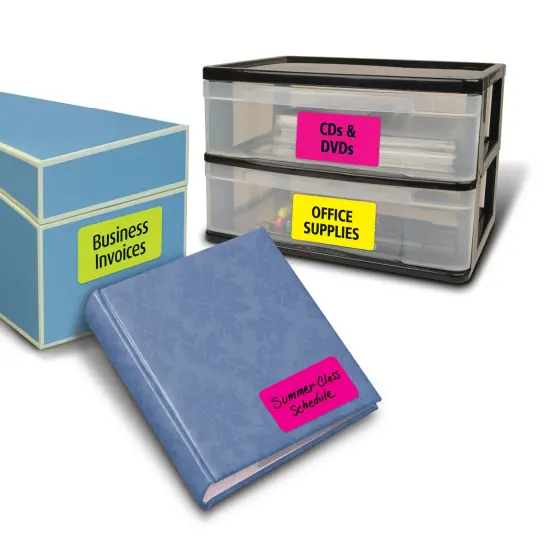 Avery Removable Multipurpose Labels, Sure Feed Technology, Assorted Neon, 2 x 4, 120 Labels (6481) {3}