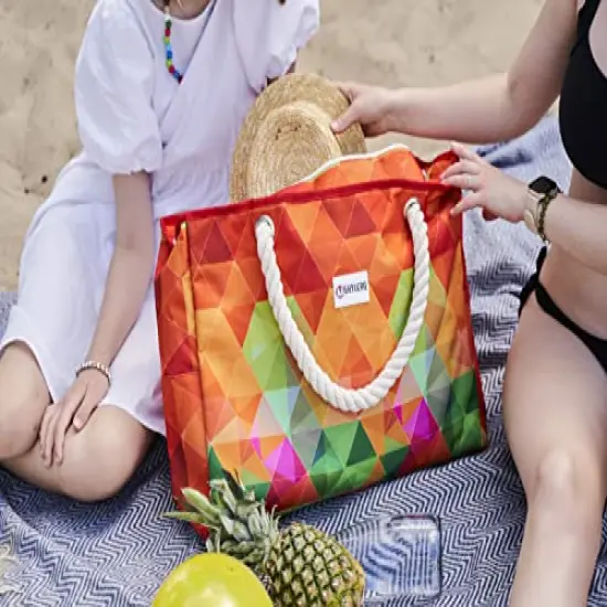 SHYLERO Beach Bag and Pool Bag. Has Airtight Pouch, Key Holder. Beach Tote is Zippered, Waterproof (IP64) - L22xH15xW10 {5}