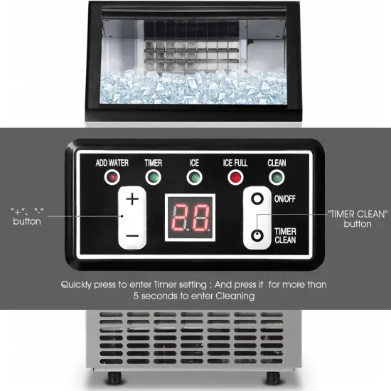 Costway Built-In Stainless Steel Commercial 110Lbs/24H Ice Maker Portable Ice Machine {4}