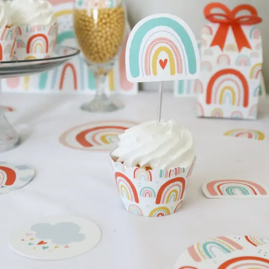 Big Dot of Happiness Hello Rainbow - Dessert Cupcake Toppers - Boho Baby Shower and Birthday Party Clear Treat Picks - Set of 24 {3}