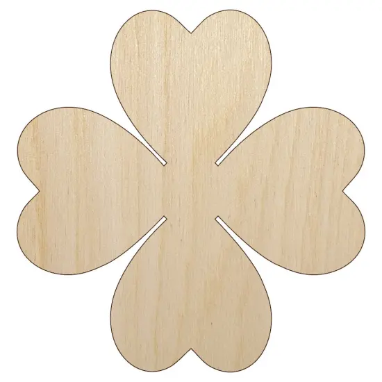 Four Leaf Clover Lucky Solid Unfinished Wood Shape Piece Cutout for DIY Craft Projects {1}