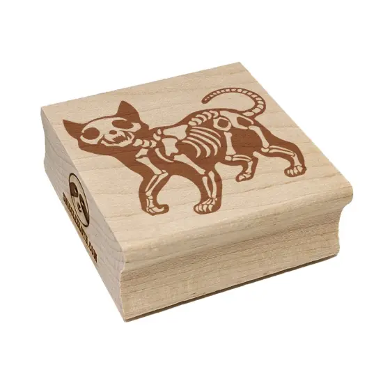 Creepy Skeleton Cat Halloween Square Rubber Stamp for Stamping Crafting {7}