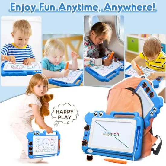Magnetic Drawing Board Toddler Toys Gift for 2 3 Year Old Girls Boys, Sketch Writing Doodle Pad Age 2-4 Travel Games, Educational Learning Kids Toys for Toddlers Birthday (Blue) {4}