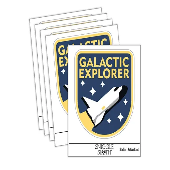 Galactic Explorer Space Ship Shuttle Stars Waterproof Vinyl Phone Tablet Laptop Water Bottle Sticker Set - 5 Pack {2}