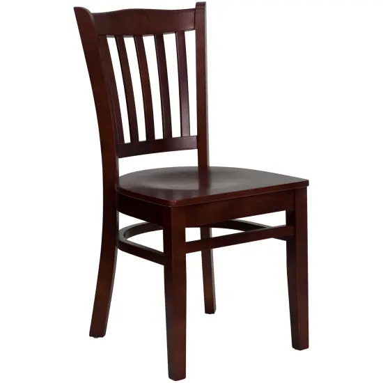 Emma and Oliver Vertical Slat Back Wooden Restaurant Dining Chair Mahogany/Mahogany {1}