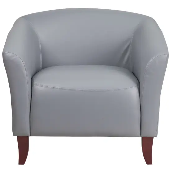 Emma and Oliver LeatherSoft Living Room/Reception Chair with Cherry Wood Feet Gray {3}