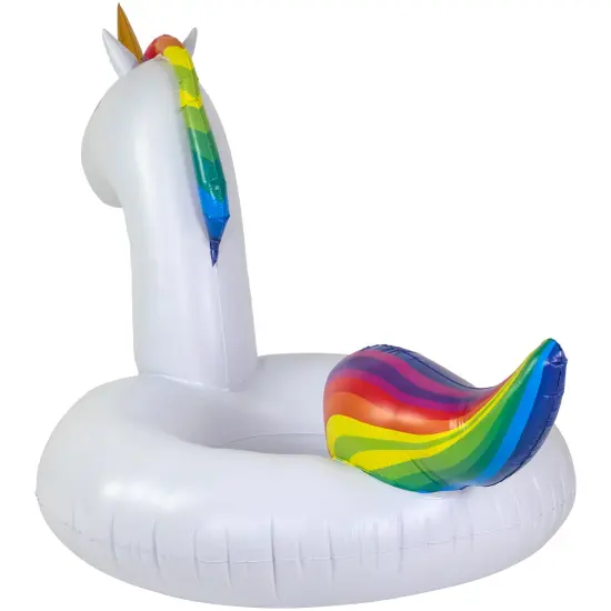 Northlight 68" Rainbow Unicorn Inflatable Swimming Pool Tube Ring Float White {5}