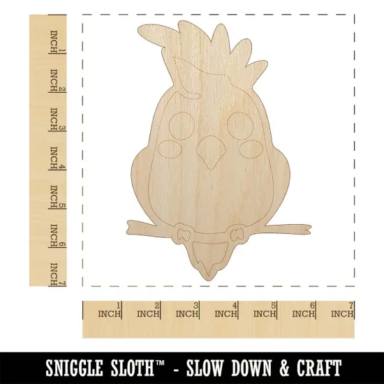 Precious Kawaii Chibi Sulphur-Crested Cockatoo Unfinished Wood Shape Piece Cutout for DIY Craft Projects {1}