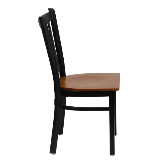 Emma and Oliver 2 Pack Vertical Back Metal Restaurant Chair Cherry/BlackMetal {4}