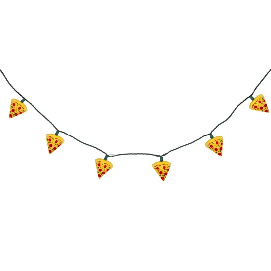 Northlight Pepperoni Pizza Indoor Outdoor Patio Light Set - 6' - Green Wire - 10ct Yellow {5}