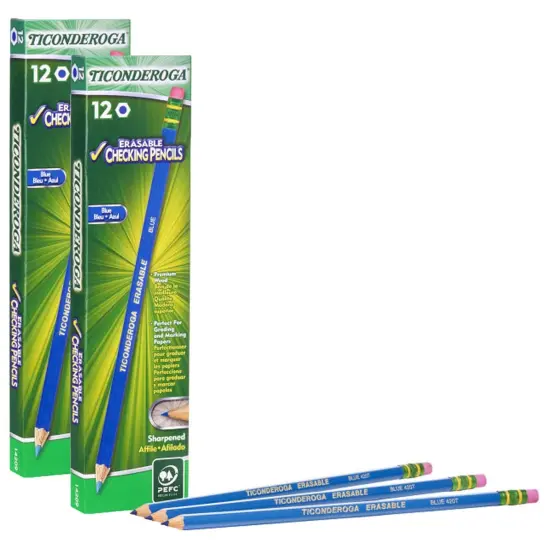 Erasable Colored Pencils&trade;, Blue, 12 Per Pack, 2 Packs {1}