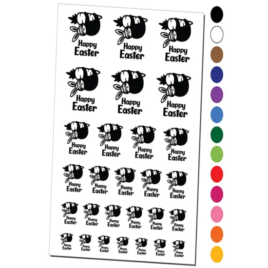 Happy Easter Sloth Hanging from Carrot Temporary Tattoo Water Resistant Fake Body Art Set Collection Light Green {1}