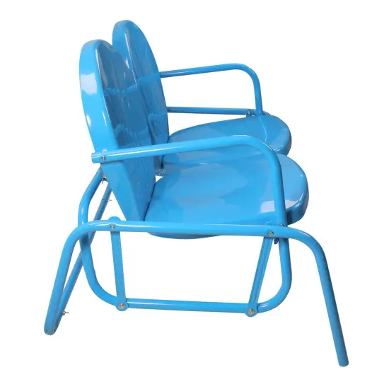 Northlight 2-Person Outdoor Retro Metal Tulip Double Glider Patio Chair, Turquoise Blue {5}