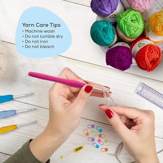 JumblCrafts Ultimate Crochet Kit, 24 Yarn Set, Crochet Hooks, Row Counter & 24 Skeins, for Beginners & Experts {4}