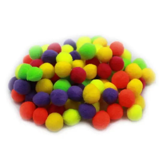 Pom-Poms, 1/2", Hot Colors, 100 Per Pack, 12 Packs {1}