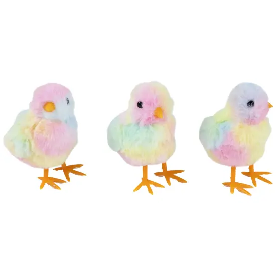 Northlight Plush Tie Dye Easter Chick Figurines - 4.25" - Set of 3 Multi {5}