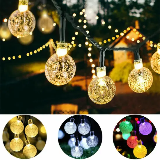 Solar Globe Fairy String Light Crystal Lights Waterproof for Party Decor {7}