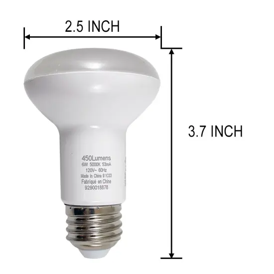 6W R20 LED E26 Medium Base 5000K - Daylight Non-Dimmable Bulb {2}