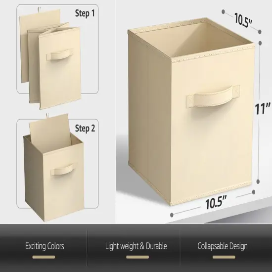 Sorbus Fabric Collapsible Cube Storage Bins Set (6 Pack) Beige {4}
