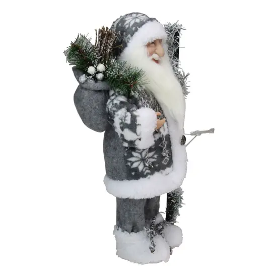 Northlight 16" Gray and White Country Santa Claus Christmas Figure {4}