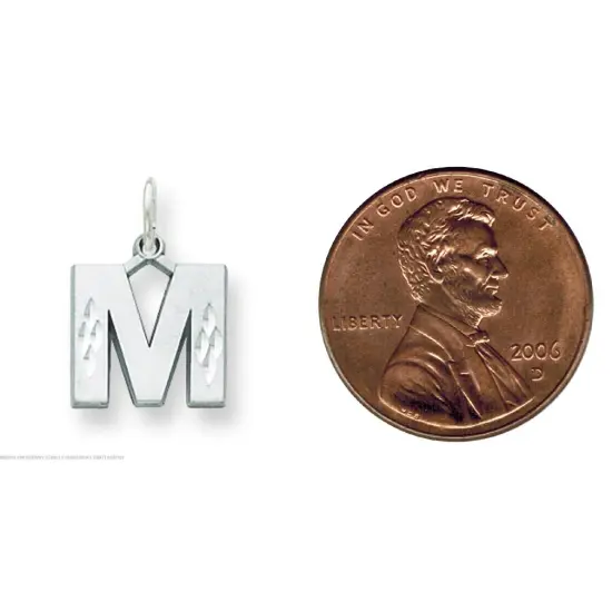14K White Gold Initial M Charm Jewelry FindingKing 20mm x 10mm {2}