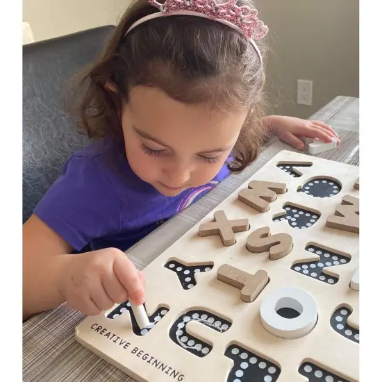 Creative Beginning Chalkboard-Based Alphabet & Number Puzzle Set {5}