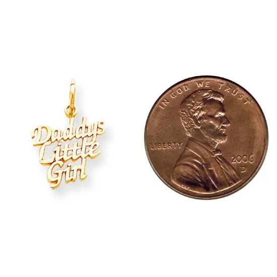 Fashion Jewelry 10K Yellow Gold Daddys Little Girl Charm Pendant 24 X 8mm {2}