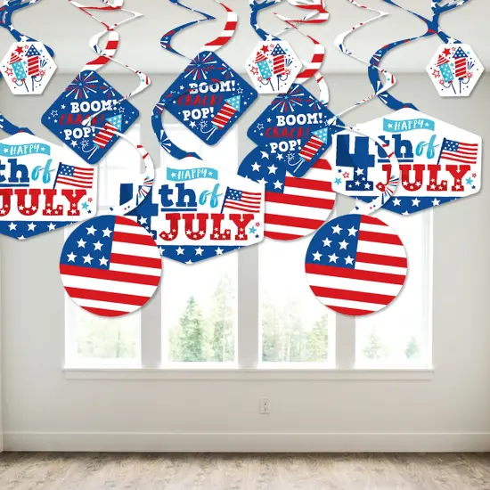 Big Dot of Happiness Firecracker 4th of July -Party Hanging Decor - Party Decoration Swirls - Set of 40 {4}