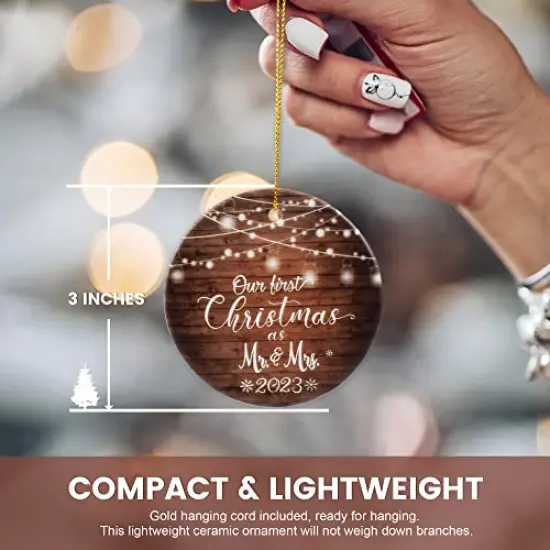 Our First Christmas as Mr. and Mrs Ornament 2023, 1st Christmas Married Ornaments, Wedding Gifts for Couple Bride and Groom, Christmas Tree Decoration, Bridal Shower Gift, Newlywed Gift {5}