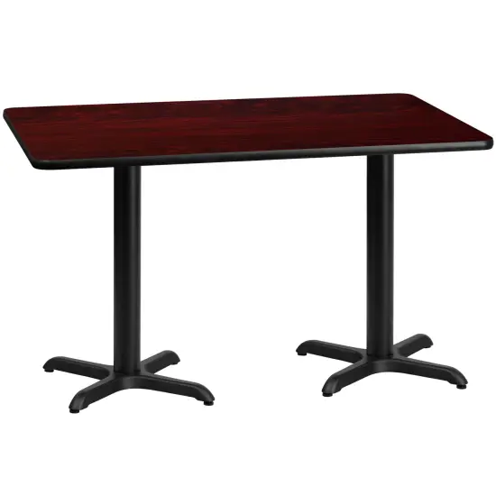 Emma and Oliver 30"x60" Rectangular Laminate Table with 22"x22" Table Height Bases Natural {4}
