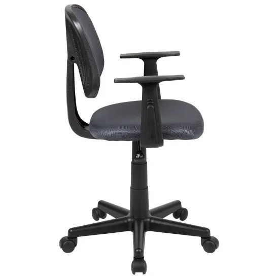 Emma and Oliver Pivot Back Mesh Swivel Task Office Chair with Arms Gray {5}