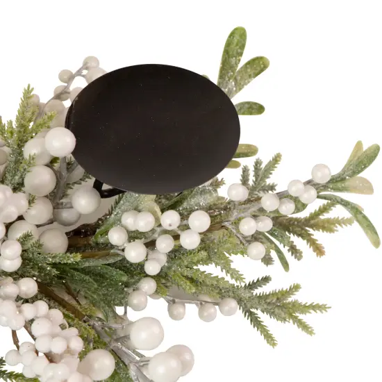 Northlight Frosted Mixed Foliage and Berries Christmas Triple Pillar Candle Holder - 26" Black {6}