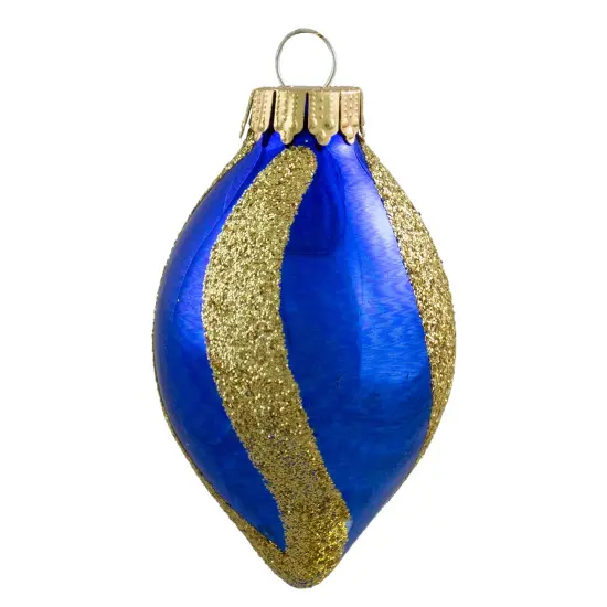 Northlight 2-Finish Glitter Swirls Glass Christmas Finial Ornaments - 2" - Multicolor - 9ct {4}