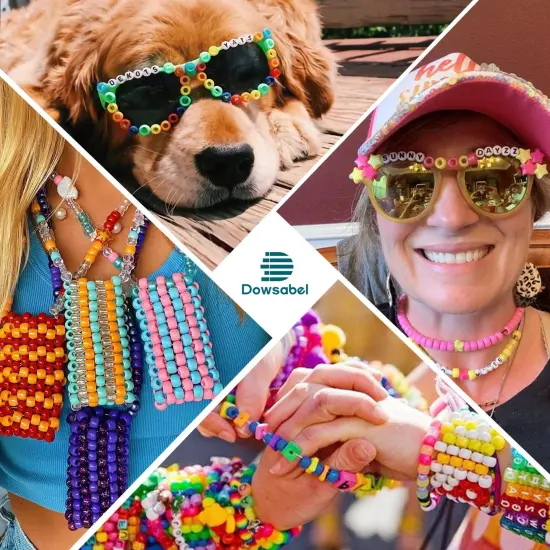 48 Colors Pony Beads Friendship Bracelet Kit Letter Beads Heart Beads for Jewelry Making, DIY Arts and Crafts Gifts Toys for Girls and Adults {6}
