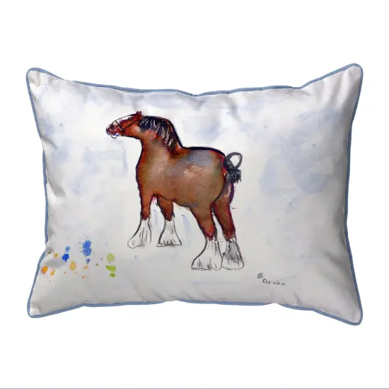 Betsy Drake Clydesdale Horse Extra Large 20 X 24 Indoor / Outdoor Pillow {1}