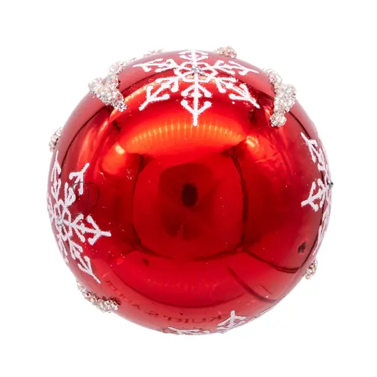 80MM Glass Red and Silver Snowflake Ball Ornaments, 6-Piece Box {4}