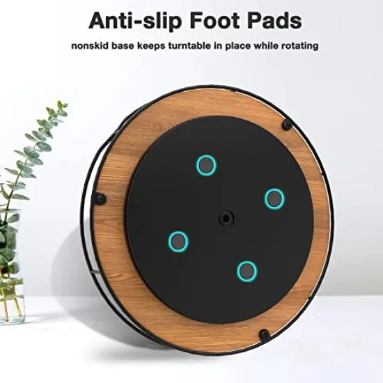 Lazy Susan Turntable Organizer for Cabinet Pantry Kitchen Countertop Refrigerator Cupboard, Pine Wood, 9", Carbonized Black {4}