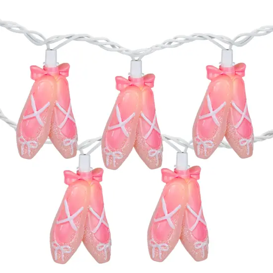 Northlight Ballerina Shoe Indoor Outdoor Patio Light Set - 6'- White Wire - 10ct Pink {3}